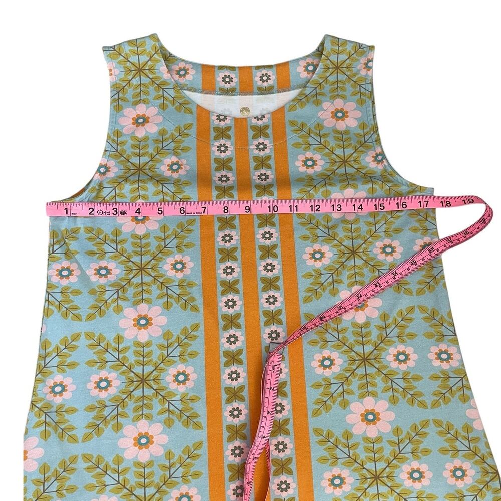 Spartina 449 Lulie Floral Sleeveless Shift Dress Sz M Coastal Preppy Retro 60s - Picture 7 of 11
